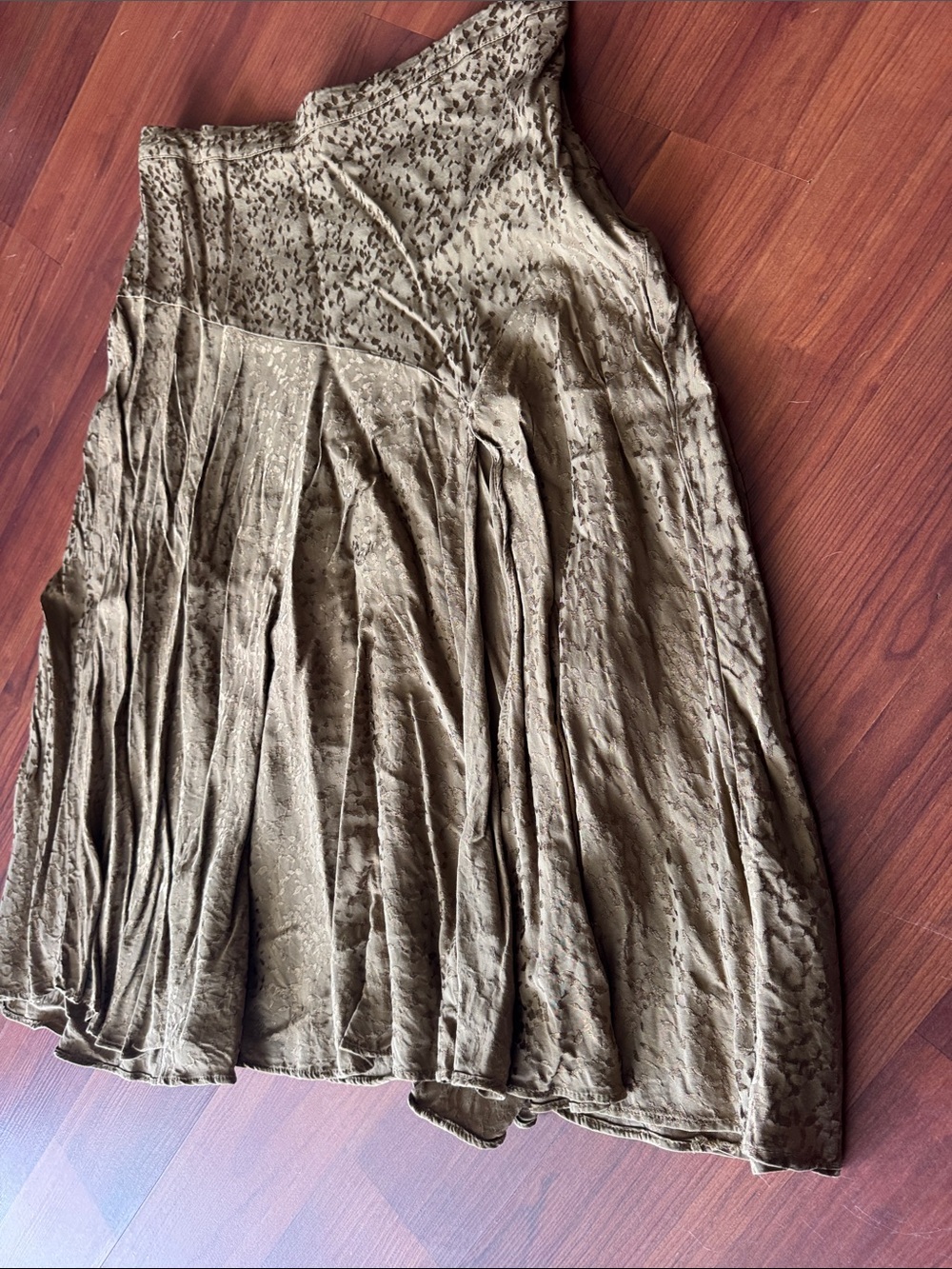 Zara Olive-Toned Textured Circle Skirt